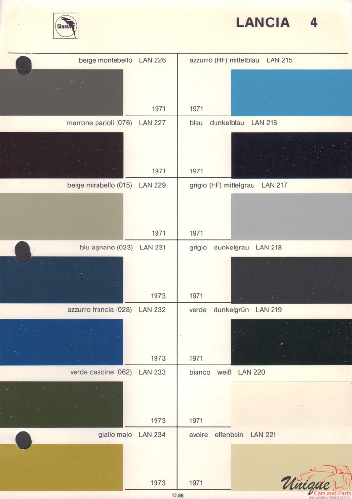 1971 Lancia Paint Charts Glasurit 1